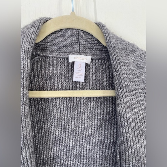 Chico’s women’s gray open front wool mohair cardigan short sleeve - Picture 2 of 4